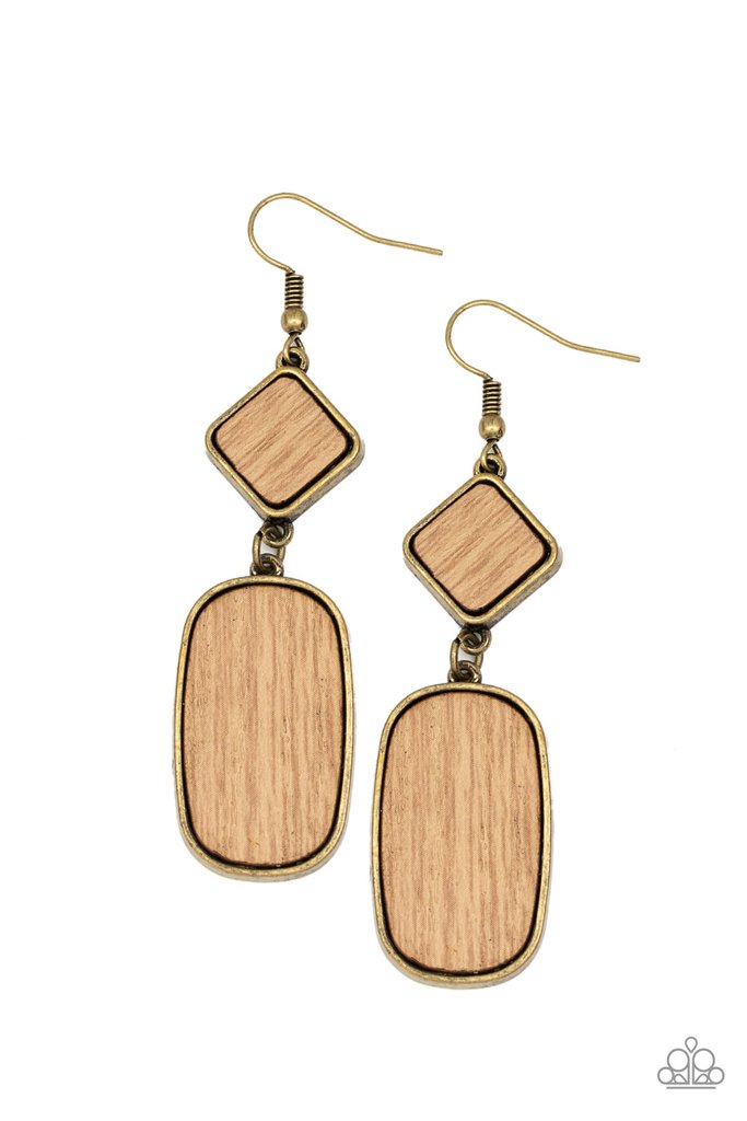 You WOOD Be So Lucky - Brass/Wood Earrings