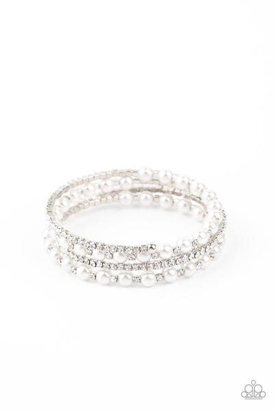 Starry Strut - White Coil Bracelet